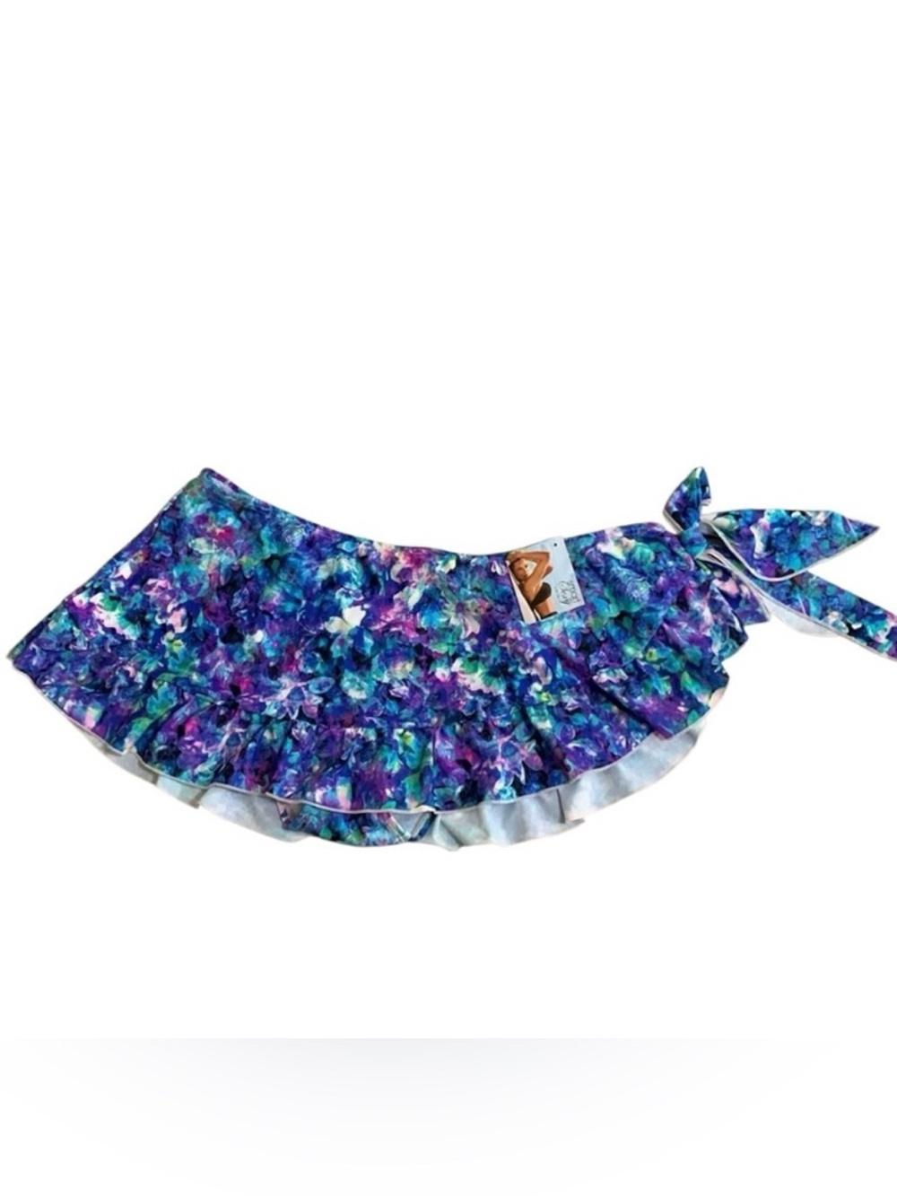 Smart & Sexy Swim Floral Swim Bottom Built-In Swim Skirt Size XL New Blue Purple